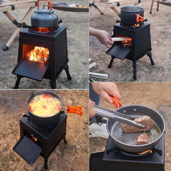 Hiking adjustable portable folding camping wood stove