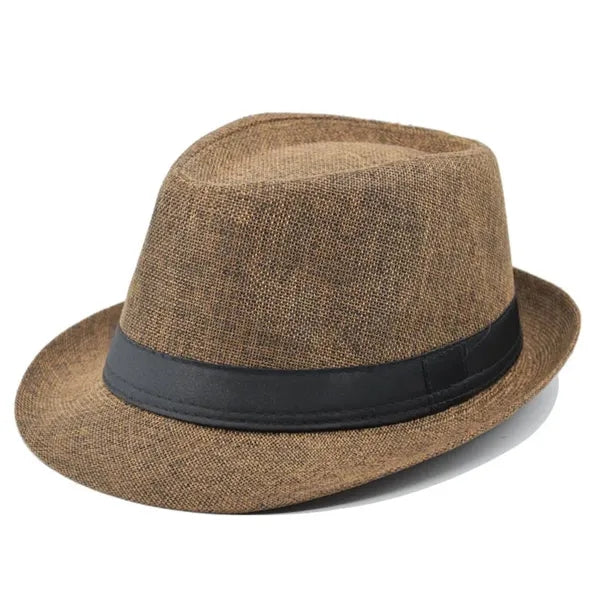 Men's Short Brim Straw Fedora Panama Hat