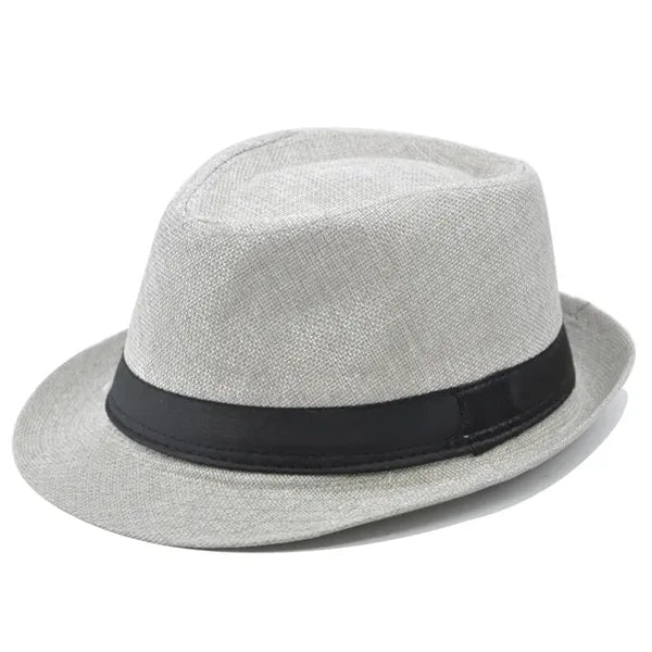 Men's Short Brim Straw Fedora Panama Hat