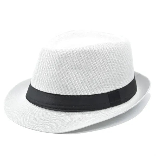 Men's Short Brim Straw Fedora Panama Hat
