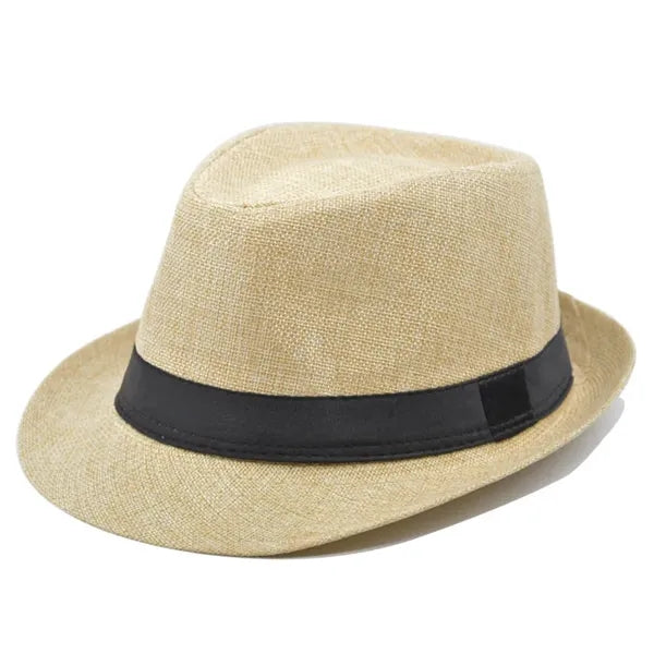 Men's Short Brim Straw Fedora Panama Hat