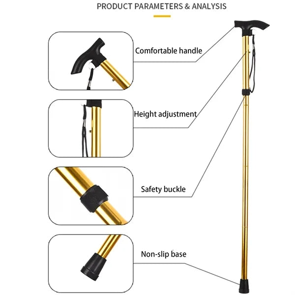 Folding Light Walking Stick Adjustable Aluminum