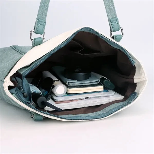 16 oz. Canvas Two-Tone Handbag Shoulder Tote Bag