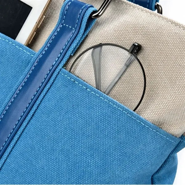 16 oz. Canvas Two-Tone Handbag Shoulder Tote Bag
