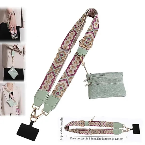 Replaceable Detachable Phone Strap with Purse and Lanyard