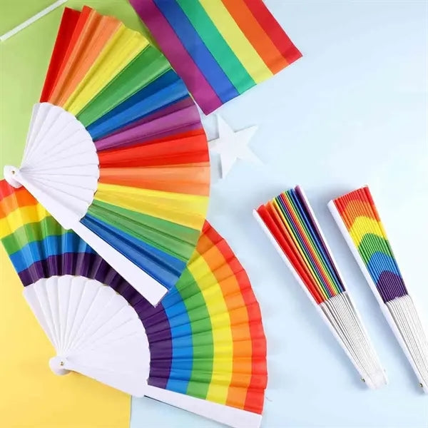 Rainbow Handheld Folding Fan