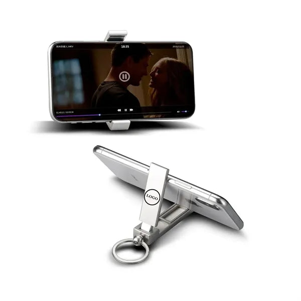 Metal Keychain with Phone Stand Sleek Multifunction Design
