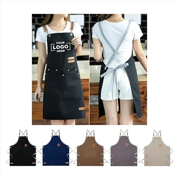 Waterproof Canvas Kitchen Aprons with Detachable Cross Strap