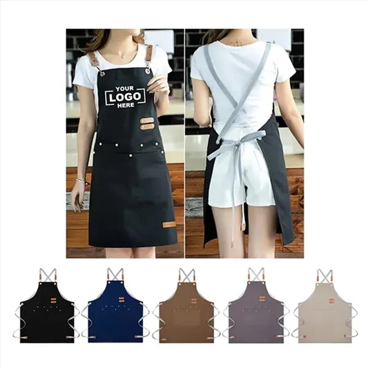 Waterproof Canvas Kitchen Aprons with Detachable Cross Strap