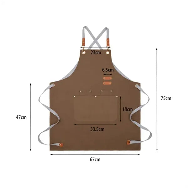 Waterproof Canvas Kitchen Aprons with Detachable Cross Strap
