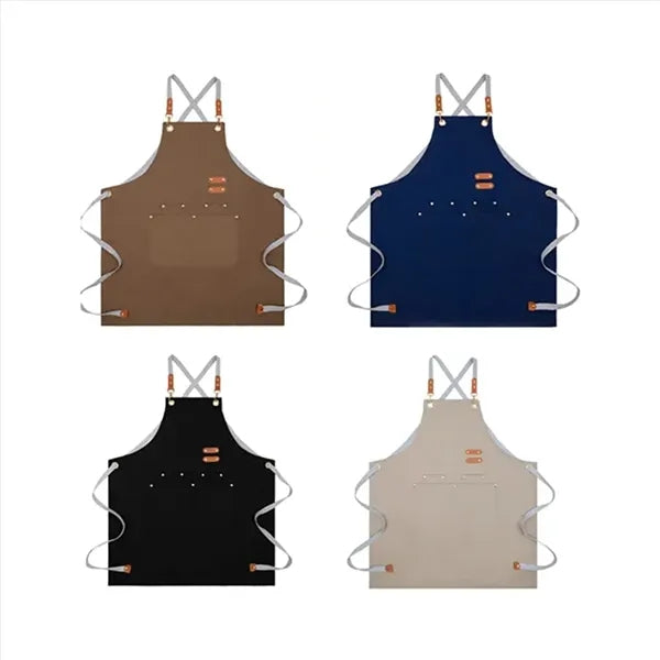 Waterproof Canvas Kitchen Aprons with Detachable Cross Strap