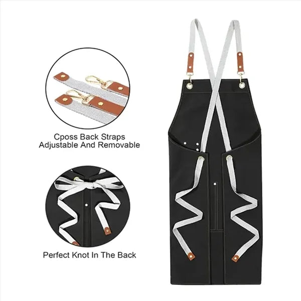 Waterproof Canvas Kitchen Aprons with Detachable Cross Strap