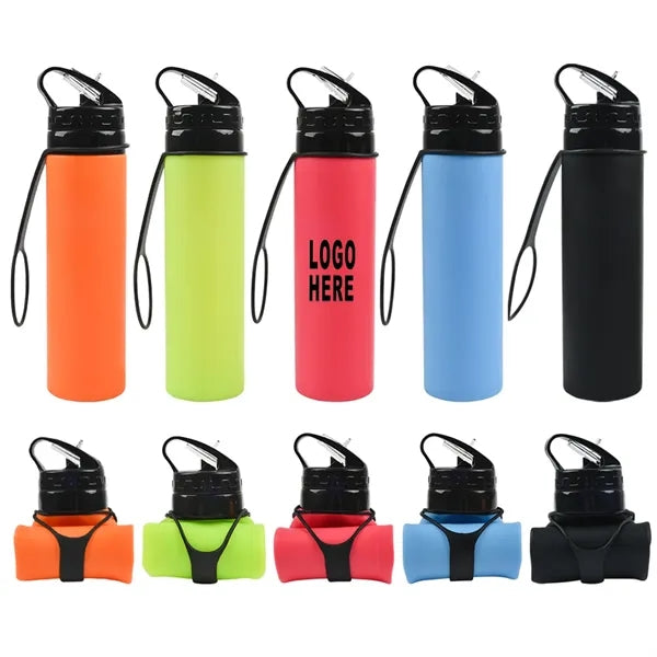 20 OZ Foldable Silicone Sports Water Bottle