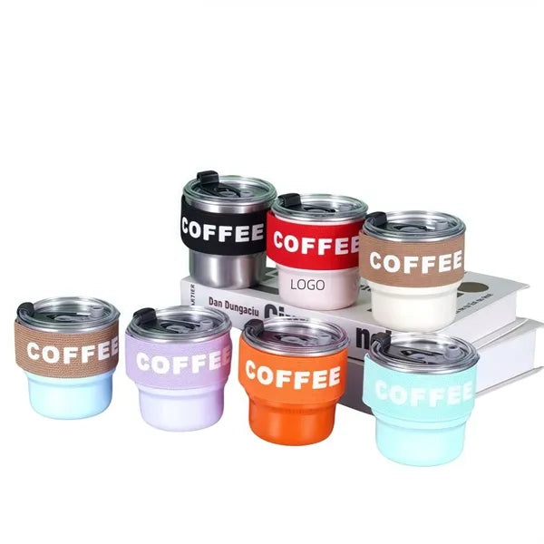 10OZ Stainless Steel Coffee Cup with Straw