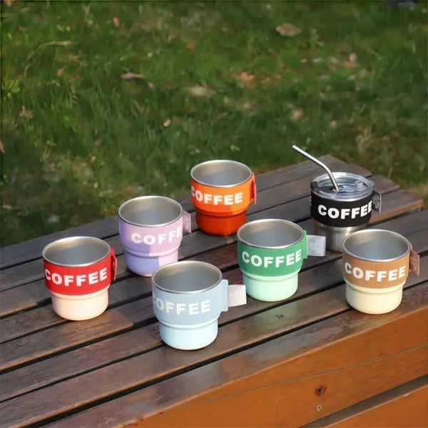 10OZ Stainless Steel Coffee Cup with Straw