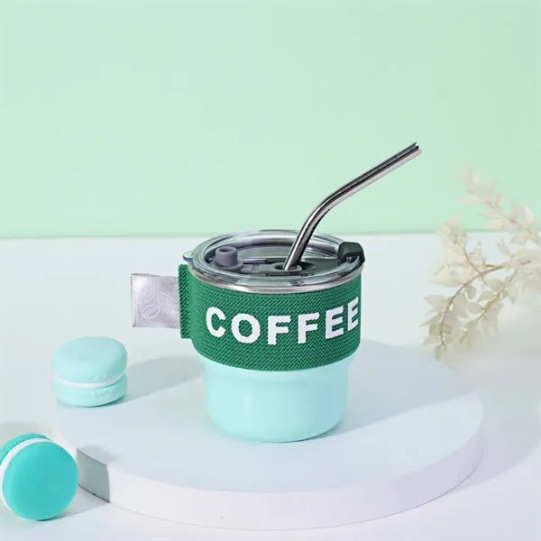 10OZ Stainless Steel Coffee Cup with Straw