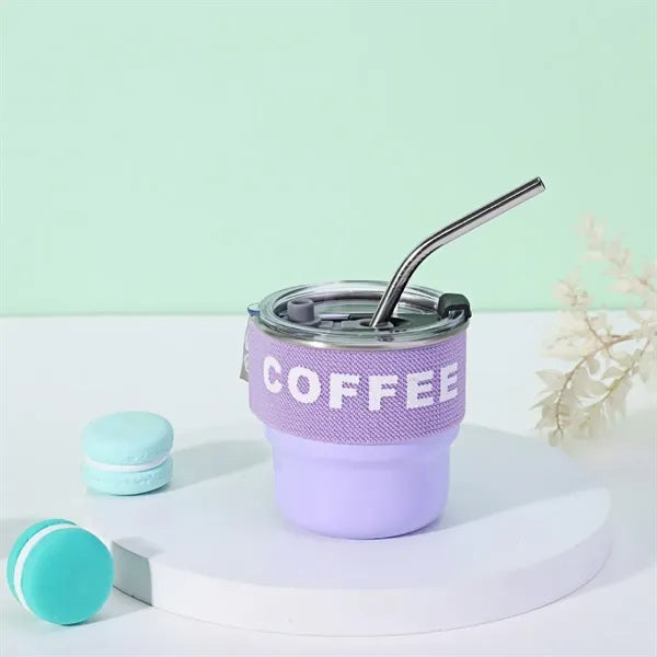 10OZ Stainless Steel Coffee Cup with Straw