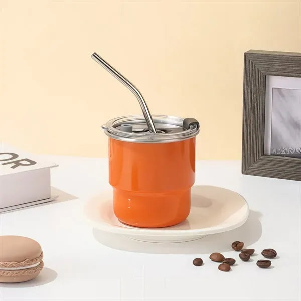 10OZ Stainless Steel Coffee Cup with Straw