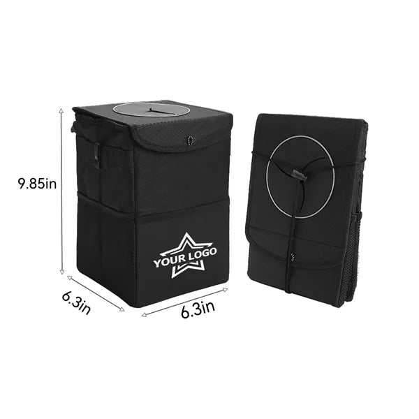 Foldable Car Trash Can with Lid Leak-Proof