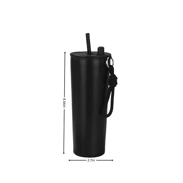 24oz Stainless Steel Double Layer Cup With Lid Straw