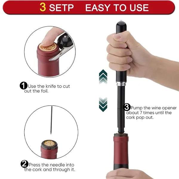 Portable Air Pump Wine Opener With Foil Cutter