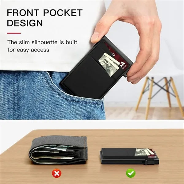 Slim RFID Blocking Wallet Pop Up Card Holder