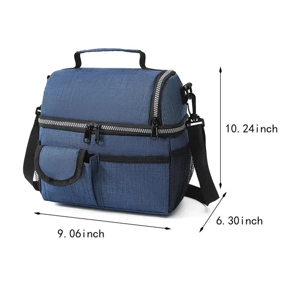 Leakproof cooler insulated dual compartment lunch bag