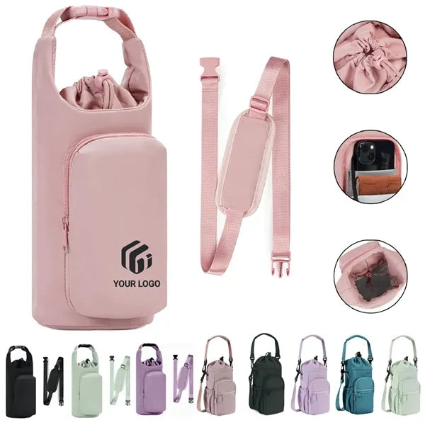 Portable adjustable shoulder strap water bottle carrier bag