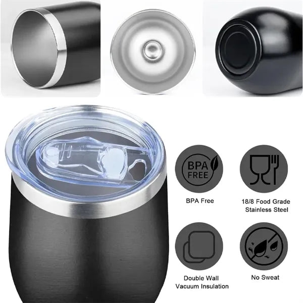 12 oz Stainless Steel Insulated Wine Tumbler with Lid