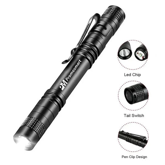 Waterproof Aluminum Mini Pocket Pen Flashlight with Clip