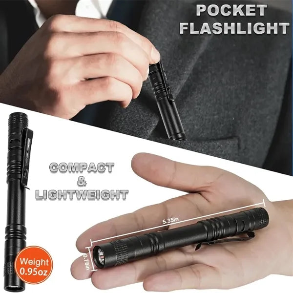 Waterproof Aluminum Mini Pocket Pen Flashlight with Clip