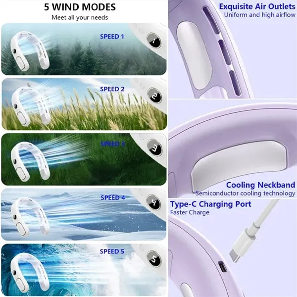 Luxurious Portable Bladeless Neck Fan Semiconductor Cooling