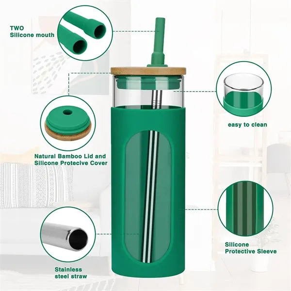 20oz Glass Tumbler with Bamboo Lid