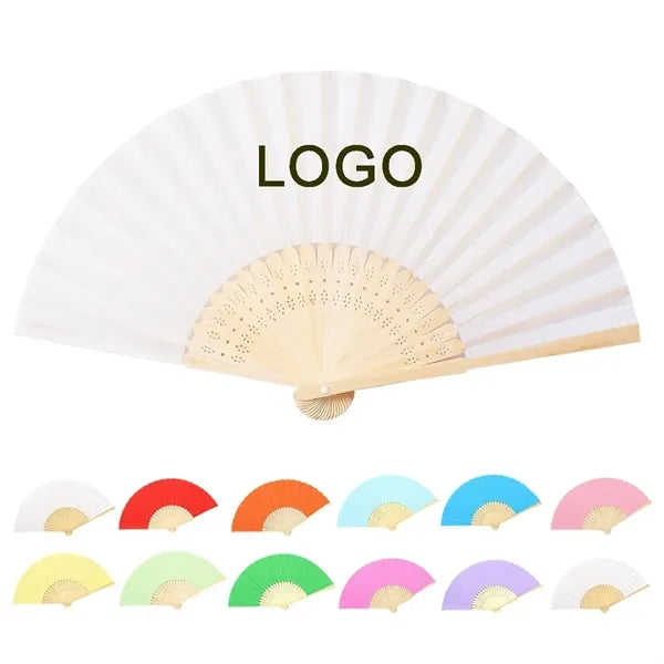 Handheld Paper Fans Paper Folding Fans with Bamboos