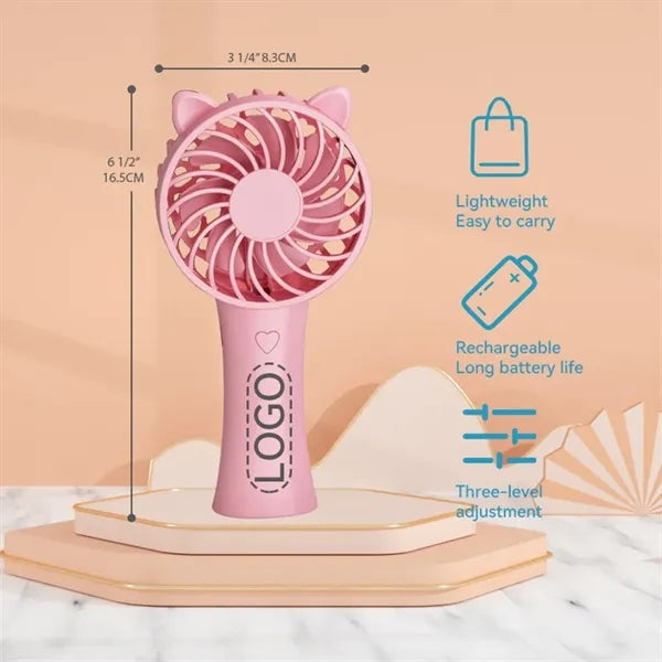 6.5" Portable Plastic Hand-held Fan w/ USB Battery