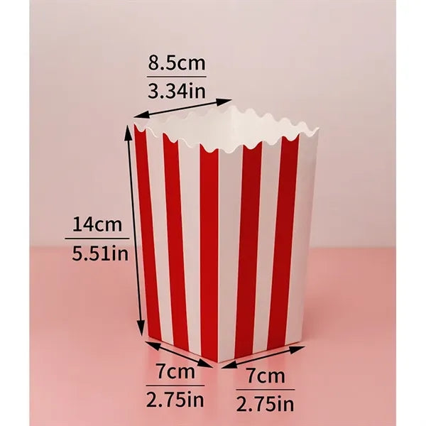 Red White Striped Classic Popcorn Boxes for Movie Night