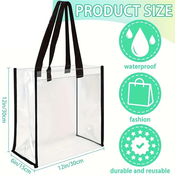 Clear PVC Plastic Tote Bag With Handle for Beach Picnic Stud