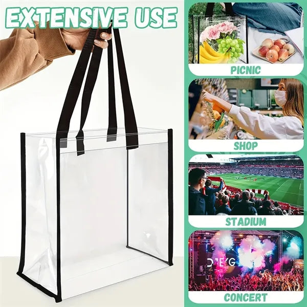 Clear PVC Plastic Tote Bag With Handle for Beach Picnic Stud
