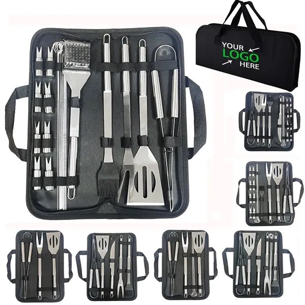 Stainless Steel BBQ Grill Tool Kit with Carrying Bag 20pcs