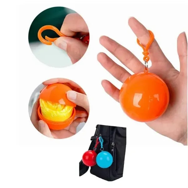 2 1/2" Portable Disposable Rain Poncho Ball w/Carabiner