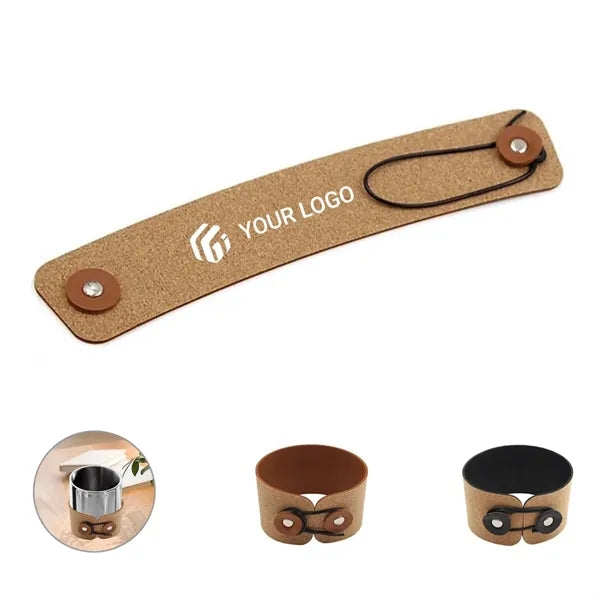 Adjustable heat-resistant pu leather coffee cup sleeve