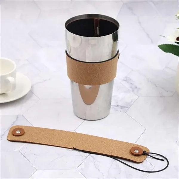 Adjustable heat-resistant pu leather coffee cup sleeve