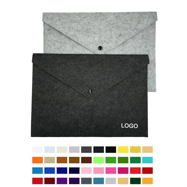 Portable Felt File Folder Handbag Button Closure Paper