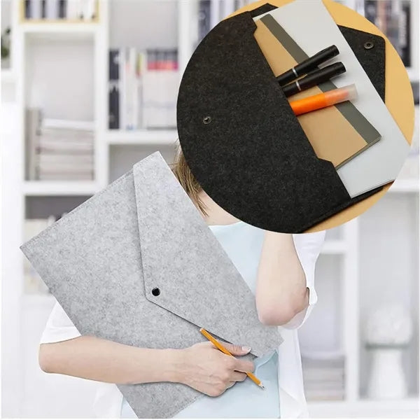 Portable Felt File Folder Handbag Button Closure Paper
