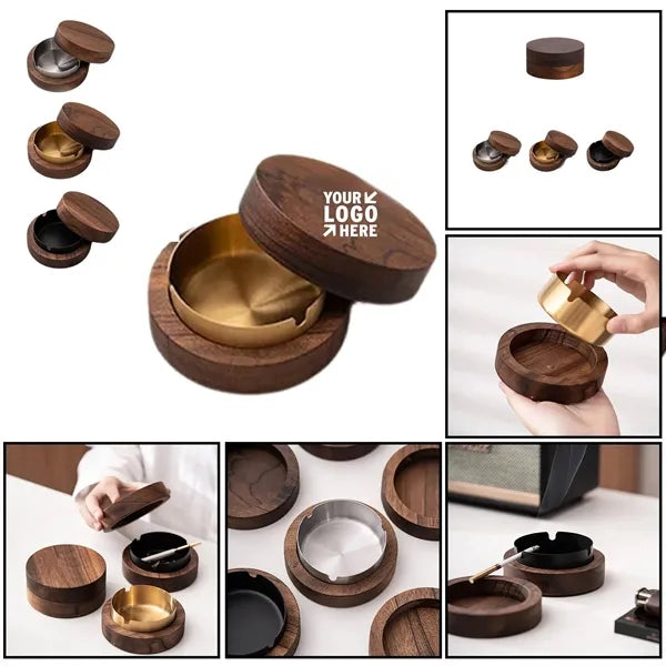 Wooden Ashtray with Cover.