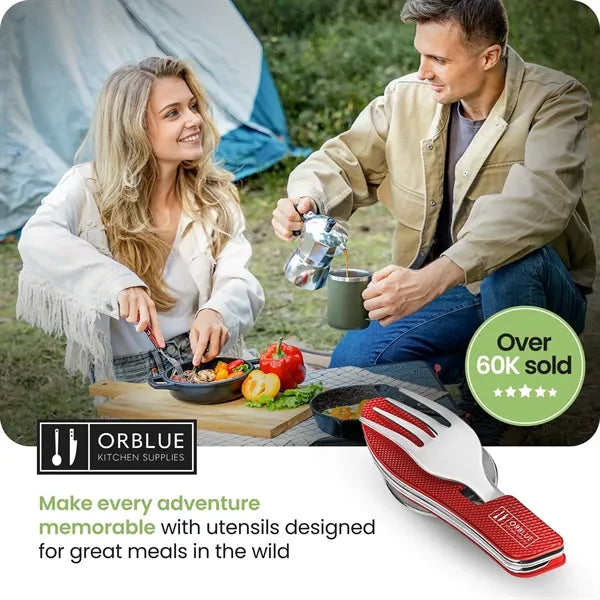 4-in-1 Camping Spoon Fork Knife Bottle Opener Combo Set