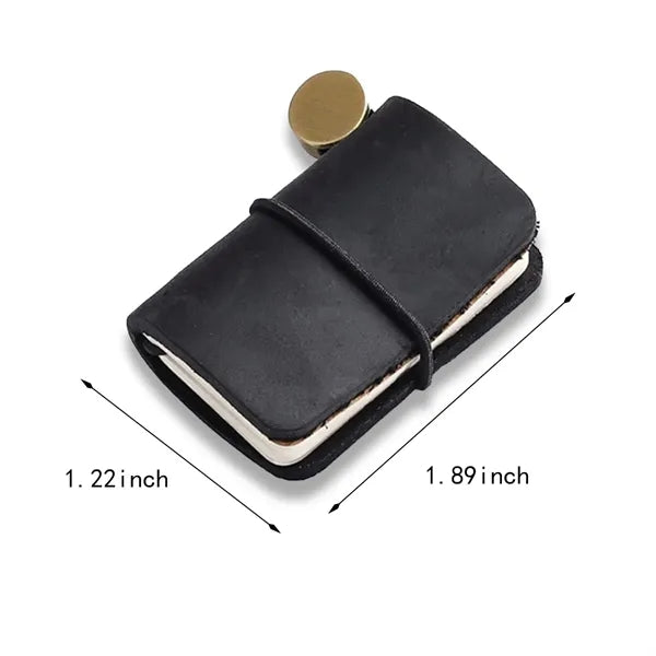 Portable travel journal handmade leather cover mini notebook