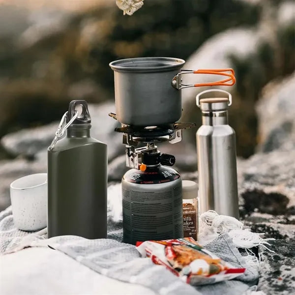 Camping outdoor aluminum flat water bottle with carabiner