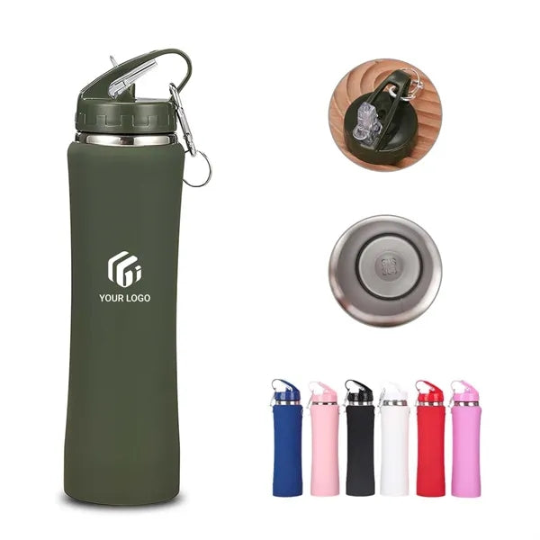 25oz portable thermo stainless steel water bottle with straw