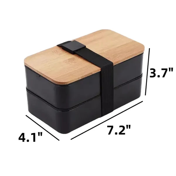Stackable Bamboo Lid Wheat Straw Double-Layer Lunch Box